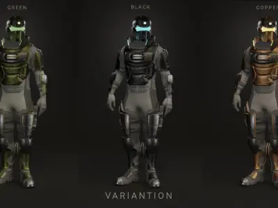 Guardian Soldier - Post Apocalyptic Space and Earth Soldier Low-poly 3D model