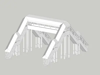 Overhead Covered Footbridge 4 Entrances by Outland Models Low-poly 3D model