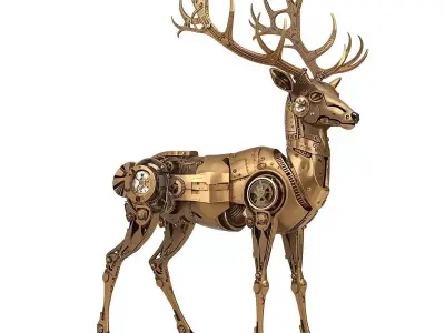 Steampunk Mechanical Deer Automaton 3D Model Low-poly 3D model