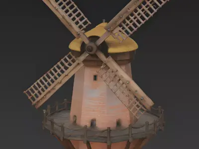 Traditional Dutch Tower Windmill 3D Model Low-poly 3D model