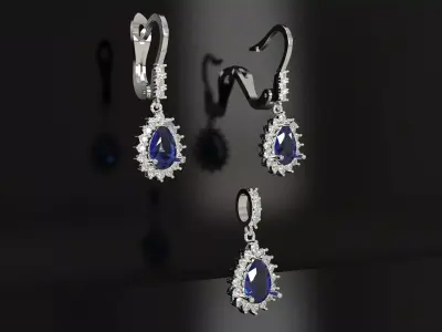 Sapphire and Diamond Teardrop Half Set js0022 3D print model