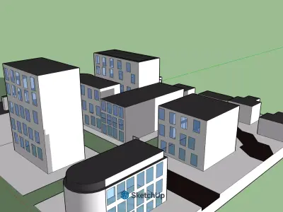 Modern City Block-Low Poly Building Pack  SketchUp 3D Model 3D model