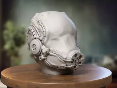 Robot Skull Headphone Stand  Cyborg Headset Stand  3D print model