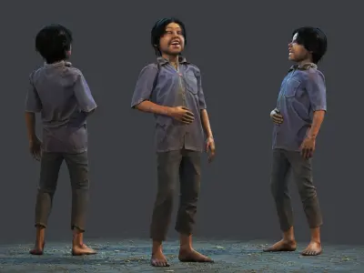 Poor Child Low-poly 3D model
