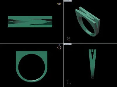 alphabet ring letter M 3D print model