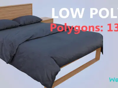 Bed - Simple Comfort Low-poly 3D model