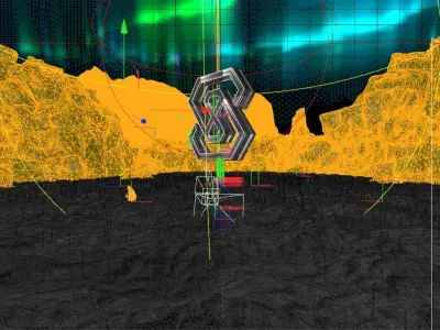  Aurora Mountain Crystal Ground Ore Scifi LOGO desert Cyberpunk 3D model