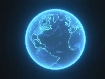 Hologram Planet Earth Sci-Fi 3D Model 8k Textures Low-poly 3D model