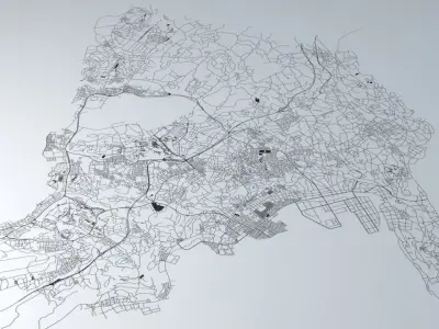 Okinawa City Road Network and Streets 3D model