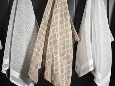 Towels 1 set of hanging on door 3D model