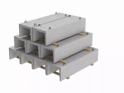 Concrete Trench On Wood Planks 3D model