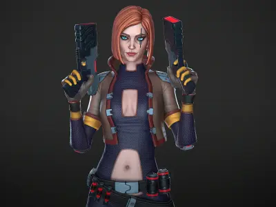 Sci-Fi Girl Mercenary 1 Game Ready 3D model Low-poly 3D model
