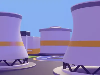 Low Poly Nuclear Power Plant - Modular 3D Asset Pack for Games Low-poly 3D model
