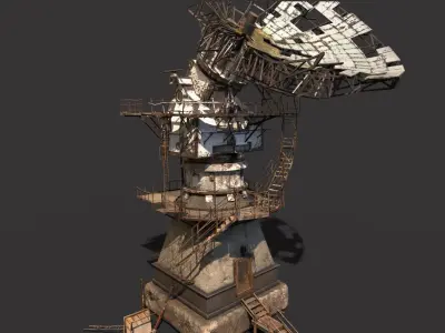 Broken Radar Station-Satellite Dish 3D model