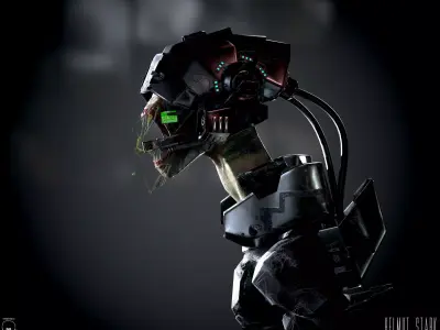 Alien Bust Low Poly Low-poly 3D model