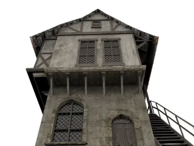 Medieval house Low-poly 3D model