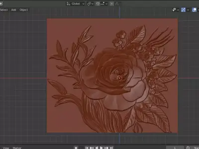 Modern floral Relief Panel Wall Decor Set STL Mural CNC 361 3D model