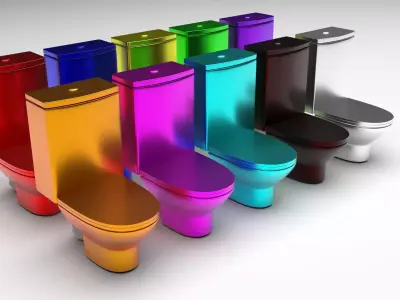 Metallic Colored Toilets Set 3D model
