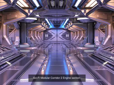 Sci-Fi Space Corridors Collection Set N1 3D Model Pack