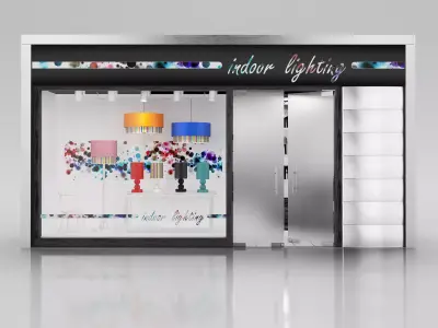 Shop window with indoor lightning 3D model