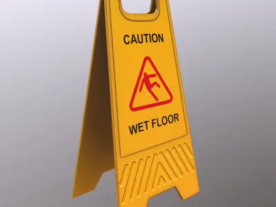 Caution Wet Floor Low Poly Low-poly 3D model
