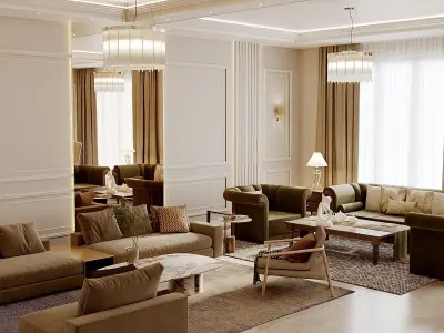 Modern Neoclassical Living Room  3D Model 3D model
