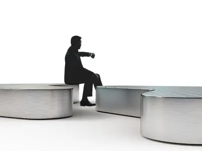 Outdoor Metal Wood Bench 001 3D model