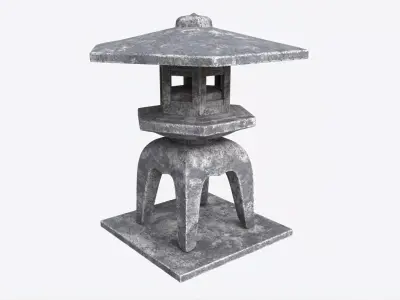 Japanese Stone Garden Lantern 02 3D model