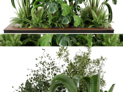 Outdoor Garden set bush and Tree - Garden Set 19 3D model