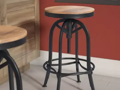 Jorgen Adjustable Height Swivel Bar Stool 3D model