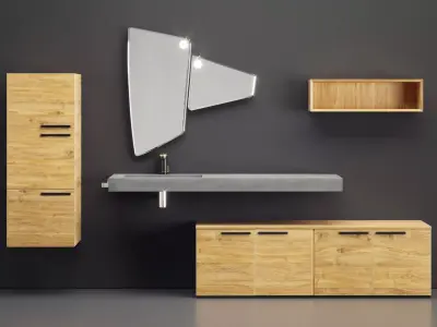 Arblu Lineo Vanity unit with doors 3D model