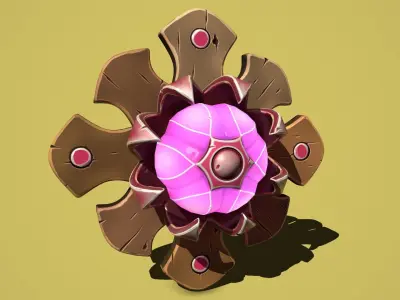 Fantasy flower floor wall lamp Low-poly 3D model