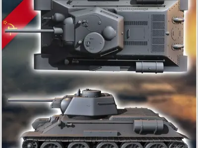 T-34-76 M1943 - Soviet army WW2 Second World East front Ostfront 3D print model