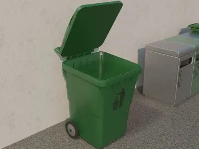 Garbage Bin Low-poly 3D model get