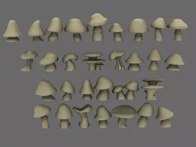 BWTF Scenics Mushroom Basing Items 3D print model