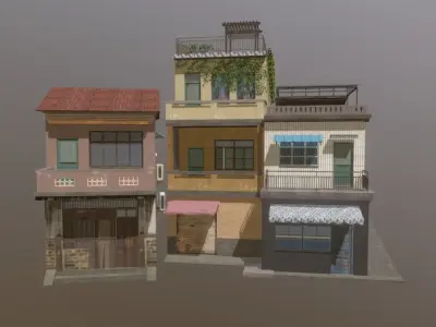 Building houses in small town residential areas 3D Model 3D model