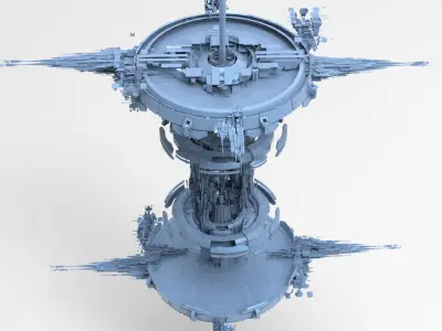 Hourglass Tide turner Tower 2 island cities Low-poly 3D model