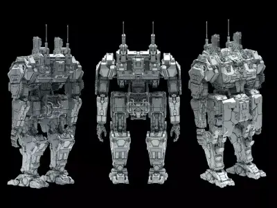 Mecha Titan High-Detail Sci-Fi Combat Walker   3D Model 3D model
