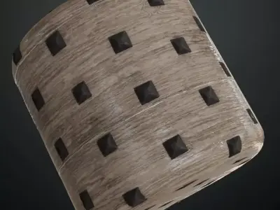 Medieval Studded Ash Wood Door PBR Seamless Texture