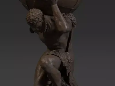 Atlas Statue Low-poly 3D model
