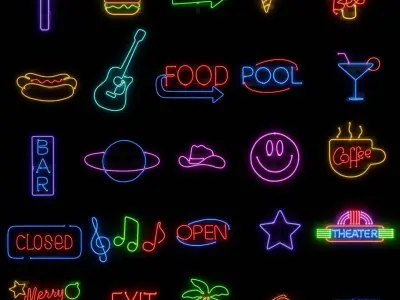 Neon Signs Asset Pack 3D model