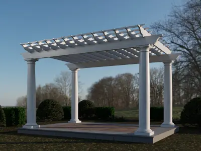 wooden pergola with classic columns gazebo 3D model