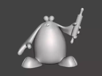 TRAP DOOR BERK WITH ROLLING PIN FANTASY FIGURE MODEL SCULPTURE 3D print model