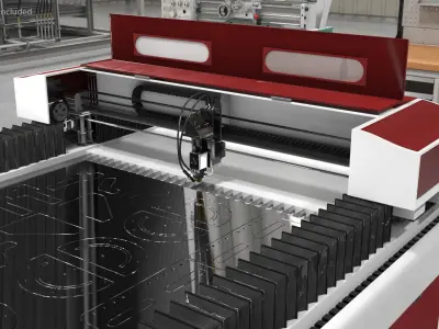  Red CNC Laser Cutting Machine with Aluminum Sheet 