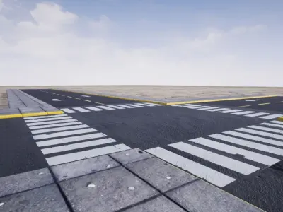 basic package of streets with sidewalks Low-poly 3D model