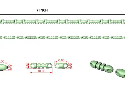 Thin Light Wt Plain Gold Chain Link Bracelet 3dm stl renders 3D print model