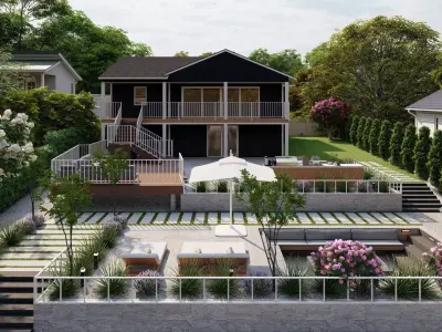 3D Exterior Scene 3D model design garden and landscape 3D model 3D model