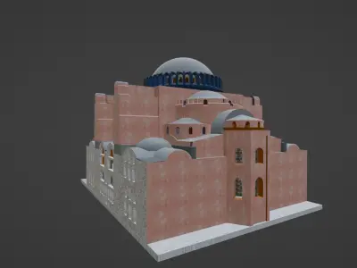 Hagia sophia mosque Istanbul Interior and exterior Low-poly 3D model
