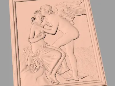 Door design 3D relief model STL format file for CNC carving E656 3D model