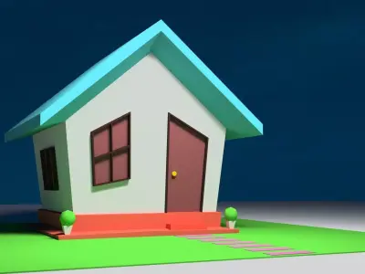 Low-Poly Cartoon House Free low-poly 3D model